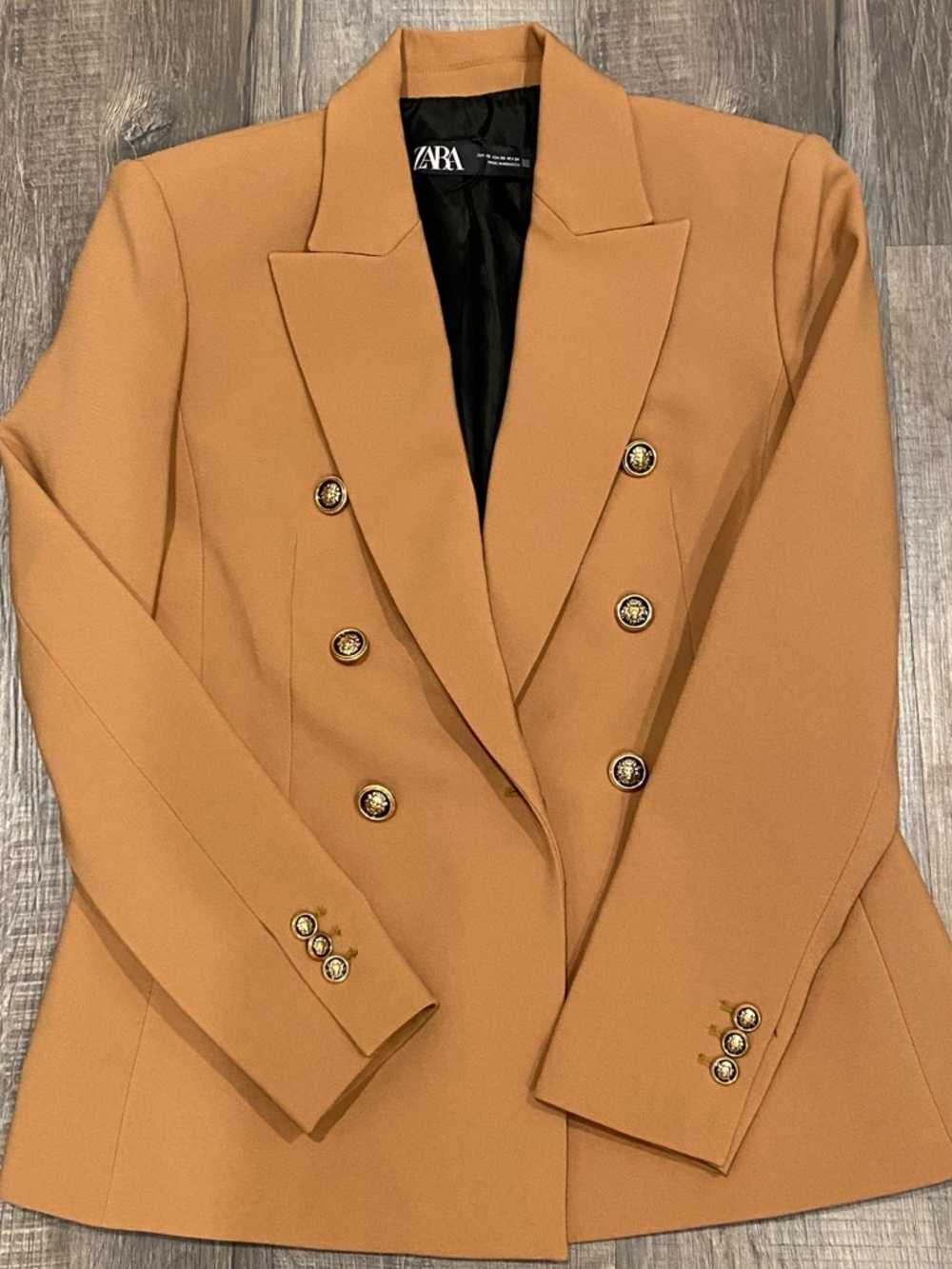 ZARA Double Breasted Camel Blazer XS - Picture 4 of 16